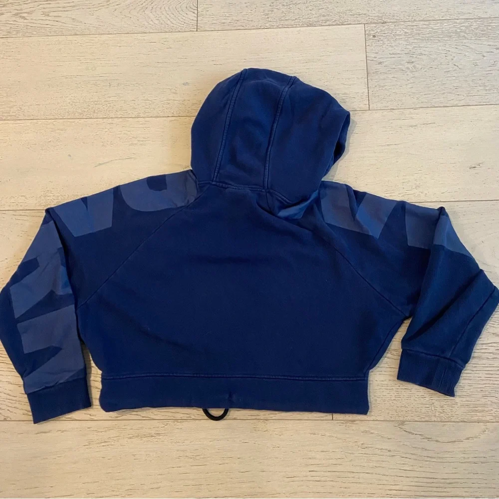 IVY PARK Cropped Hoodie Small Navy Dolman Sleeve Drawstring Hem EUC - Picture 4 of 10